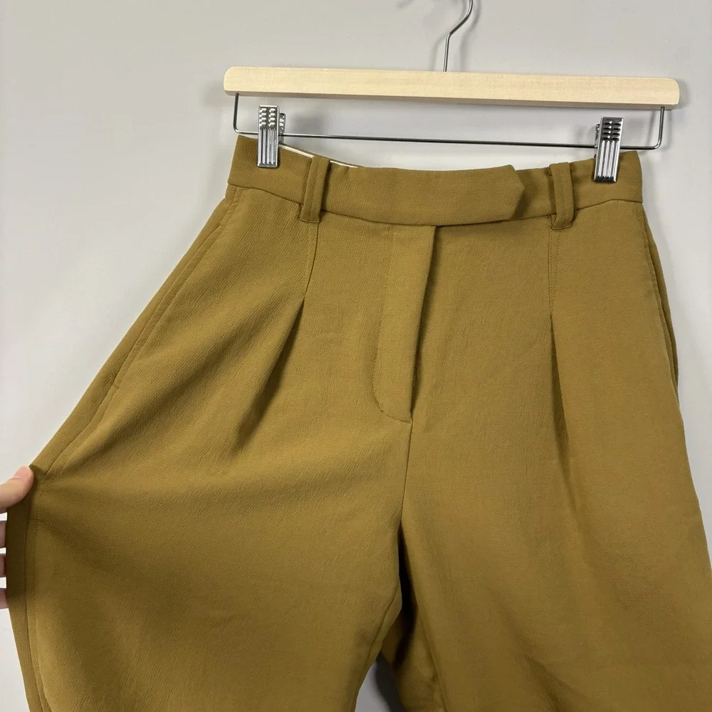 Aritzia Wilfred Gabriel Pant High Waisted Pleated Trousers Olive Green Size 2 - Picture 4 of 15
